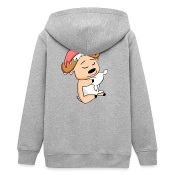 Elch Niedlich Müde Ausschlafen Weihnachten - Teenager Organic Kapuzenjacke Mini Cultivator von Stanley/Stella - Grau meliert - Hinten - AI Model Teenager Male light (155cm)