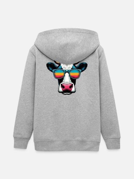 Kuh - Teenager Organic Kapuzenjacke Mini Cultivator von Stanley/Stella - Grau meliert