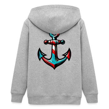 Ein Anker - Teenager Organic Kapuzenjacke Mini Cultivator von Stanley/Stella - Grau meliert - Hinten - AI Model Teenager Male light (155cm)