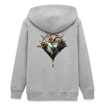 Faszinierendes Steampunk-Herz - Teenager Organic Kapuzenjacke Mini Cultivator von Stanley/Stella - Grau meliert - Hinten - AI Model Teenager Male light (155cm)