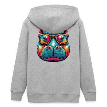 Hippopotamus - Teens Organic Zip-up Hoodie by Stanley/Stella - heather grey - Back - AI Model Teenager Male light (155cm)
