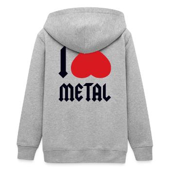 I LOVE METAL - Teenager Organic Kapuzenjacke Mini Cultivator von Stanley/Stella - Grau meliert - Hinten - AI Model Teenager Male light (155cm)