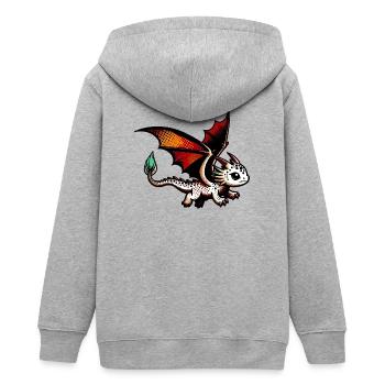 Drache - Teenager Organic Kapuzenjacke Mini Cultivator von Stanley/Stella - Grau meliert - Hinten - AI Model Teenager Male light (155cm)