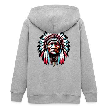 Amerikanisch, Indianer, Amerikaner - Teenager Organic Kapuzenjacke Mini Cultivator von Stanley/Stella - Grau meliert - Hinten - AI Model Teenager Male light (155cm)