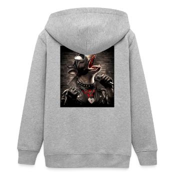 Singender Hund - Teenager Organic Kapuzenjacke Mini Cultivator von Stanley/Stella - Grau meliert - Hinten - AI Model Teenager Male light (155cm)