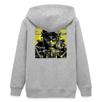 Steampunk-Biker - Teenager Organic Kapuzenjacke Mini Cultivator von Stanley/Stella - Grau meliert - Hinten - AI Model Teenager Male light (155cm)