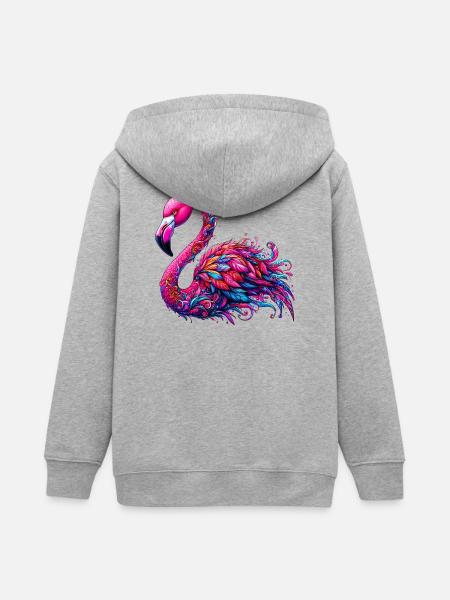 Flamingo - Teenager Organic Kapuzenjacke Mini Cultivator von Stanley/Stella - Grau meliert