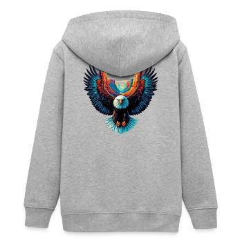 Adler - Teenager Organic Kapuzenjacke Mini Cultivator von Stanley/Stella - Grau meliert - Hinten - AI Model Teenager Male light (155cm)