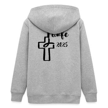 baptême 2025 poissons trempettes en croix baptême cadeau - Veste à capuche ado bio Stanley/Stella - gris chiné - Dos - AI Model Teenager Male light (155cm)