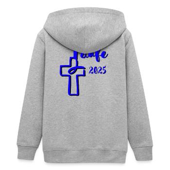 baptême 2025 trempettes de poisson en croix bleu contraste - Veste à capuche ado bio Stanley/Stella - gris chiné - Dos - AI Model Teenager Male light (155cm)