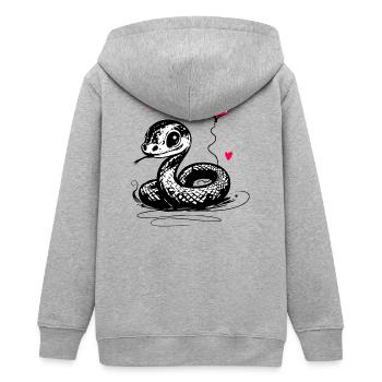 Schlange mit Herz Luftballon - Heartful Creatures - Teenager Organic Kapuzenjacke Mini Cultivator von Stanley/Stella - Grau meliert - Hinten - AI Model Teenager Male light (155cm)