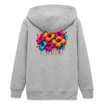 Hibiskusblüten - Teenager Organic Kapuzenjacke Mini Cultivator von Stanley/Stella - Grau meliert - Hinten - AI Model Teenager Male light (155cm)