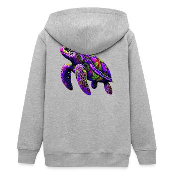 Schildkröte - Teenager Organic Kapuzenjacke Mini Cultivator von Stanley/Stella - Grau meliert - Hinten - AI Model Teenager Male light (155cm)