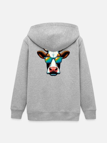 Kuh - Teenager Organic Kapuzenjacke Mini Cultivator von Stanley/Stella - Grau meliert