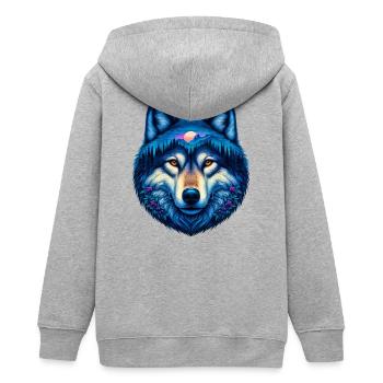 Wolf - Teenager Organic Kapuzenjacke Mini Cultivator von Stanley/Stella - Grau meliert - Hinten - AI Model Teenager Male light (155cm)