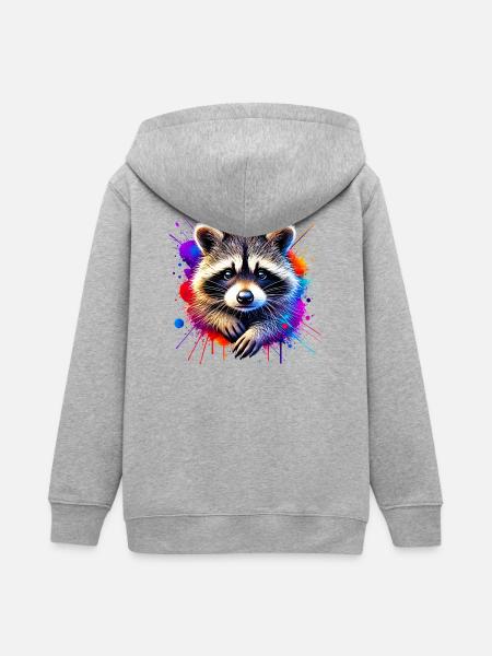 Waschbär - Teenager Organic Kapuzenjacke Mini Cultivator von Stanley/Stella - Grau meliert