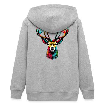 Deer - Teens Organic Zip-up Hoodie by Stanley/Stella - heather grey - Back - AI Model Teenager Male light (155cm)