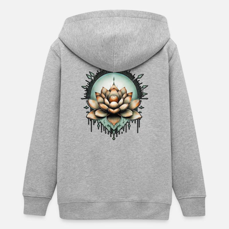 L’élégance méditative. Fleur de lotus exquise - Veste à capuche ado bio Stanley/Stella - gris chiné
