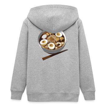 Ramen Eier Bowl Illustration - Teenager Organic Kapuzenjacke Mini Cultivator von Stanley/Stella - Grau meliert - Hinten - AI Model Teenager Male light (155cm)