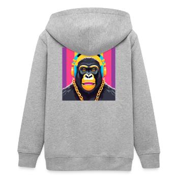 gorilla, primate, monkey - Teens Organic Zip-up Hoodie by Stanley/Stella - heather grey - Back - AI Model Teenager Male light (155cm)