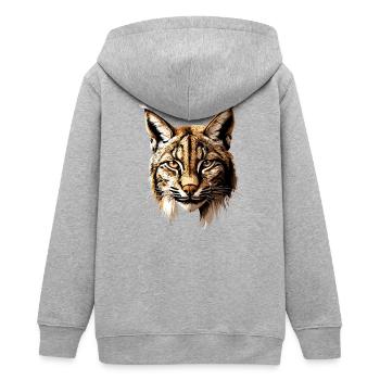 Luchs Lynx Wildkatze Raubkatzen Katzen Süße Luchse - Teenager Organic Kapuzenjacke Mini Cultivator von Stanley/Stella - Grau meliert - Hinten - AI Model Teenager Male light (155cm)