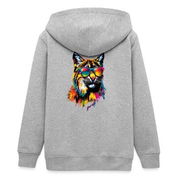 Luchs Lynx Wildkatze Raubkatzen Katzen Süße Luchse - Teenager Organic Kapuzenjacke Mini Cultivator von Stanley/Stella - Grau meliert - Hinten - AI Model Teenager Male light (155cm)