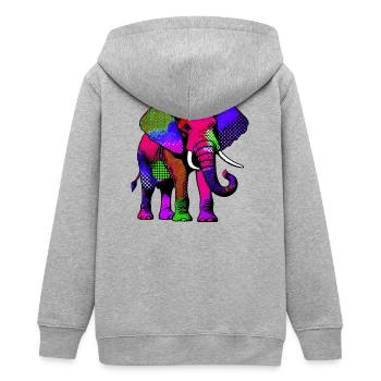 Elefant - Teenager Organic Kapuzenjacke Mini Cultivator von Stanley/Stella - Grau meliert - Hinten - AI Model Teenager Male light (155cm)