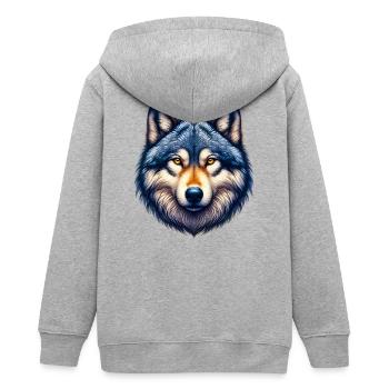 Wolf - Teenager Organic Kapuzenjacke Mini Cultivator von Stanley/Stella - Grau meliert - Hinten - AI Model Teenager Male light (155cm)