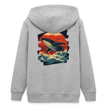 Whale - Teens Organic Zip-up Hoodie by Stanley/Stella - heather grey - Back - AI Model Teenager Male light (155cm)