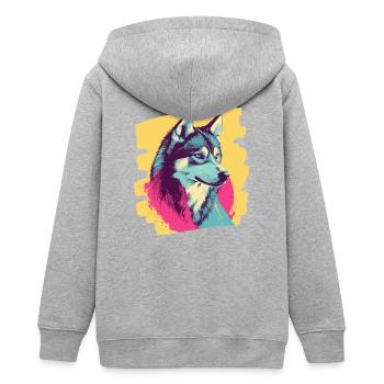 Husky - Teens Organic Zip-up Hoodie by Stanley/Stella - heather grey - Back - AI Model Teenager Male light (155cm)