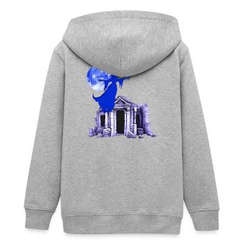 Ruinen, Geister Frau, Monde - Teenager Organic Kapuzenjacke Mini Cultivator von Stanley/Stella - Grau meliert - Hinten - AI Model Teenager Male light (155cm)