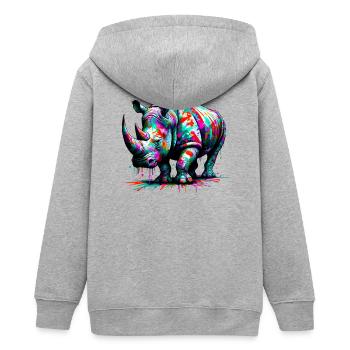Nashorn - Teenager Organic Kapuzenjacke Mini Cultivator von Stanley/Stella - Grau meliert - Hinten - AI Model Teenager Male light (155cm)