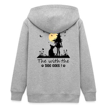 Qui va avec le chien ! - Veste à capuche ado bio Stanley/Stella - gris chiné - Dos - AI Model Teenager Male light (155cm)