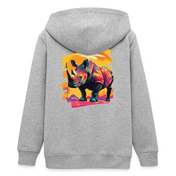 Nashorn - Teenager Organic Kapuzenjacke Mini Cultivator von Stanley/Stella - Grau meliert - Hinten - AI Model Teenager Male light (155cm)