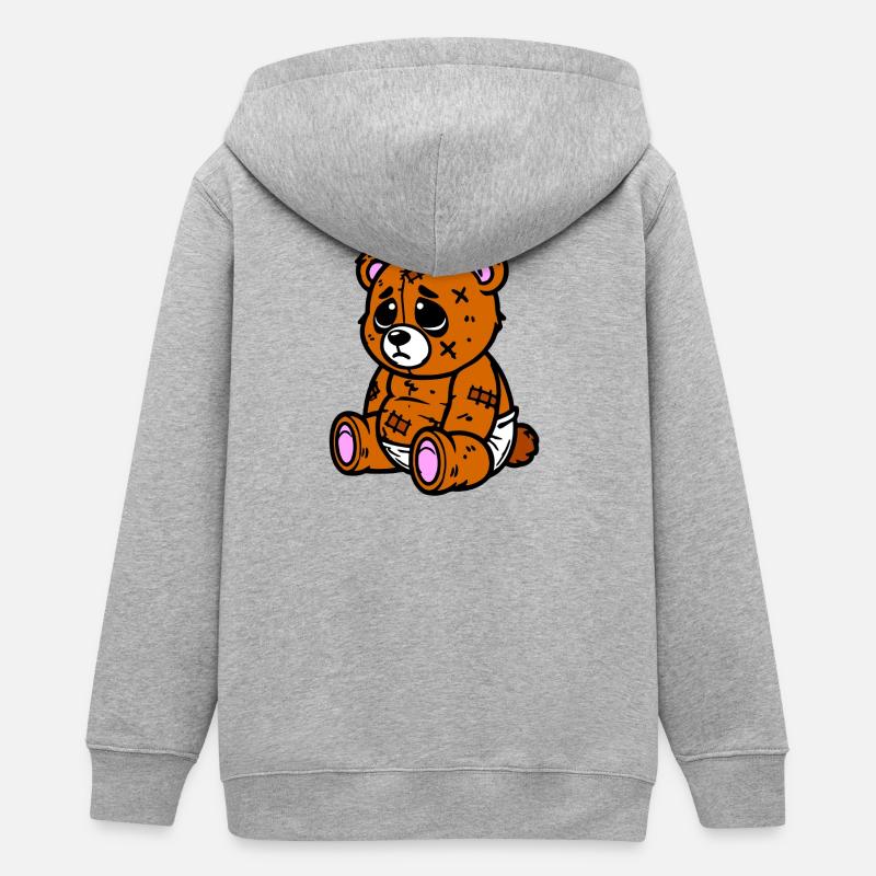 Petit ours triste - Veste à capuche ado bio Stanley/Stella - gris chiné