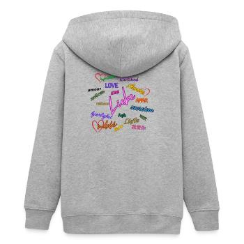 Liebe - Teenager Organic Kapuzenjacke Mini Cultivator von Stanley/Stella - Grau meliert - Hinten - AI Model Teenager Male light (155cm)