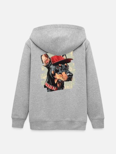 Dobermann - Teenager Organic Kapuzenjacke Mini Cultivator von Stanley/Stella - Grau meliert