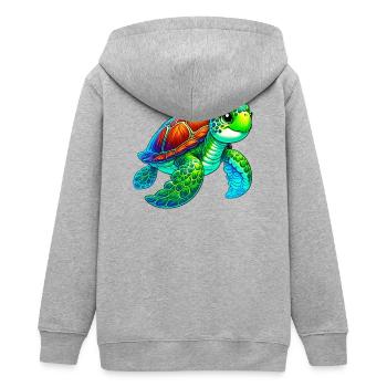 Schildkröte - Teenager Organic Kapuzenjacke Mini Cultivator von Stanley/Stella - Grau meliert - Hinten - AI Model Teenager Male light (155cm)