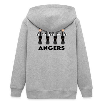 Angers - Teenager Organic Kapuzenjacke Mini Cultivator von Stanley/Stella - Grau meliert - Hinten - AI Model Teenager Male light (155cm)