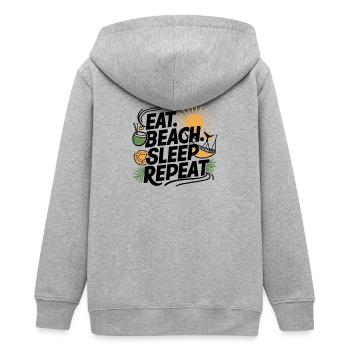 Essen Schlaf Strand Wiederholen - Teenager Organic Kapuzenjacke Mini Cultivator von Stanley/Stella - Grau meliert - Hinten - AI Model Teenager Male light (155cm)