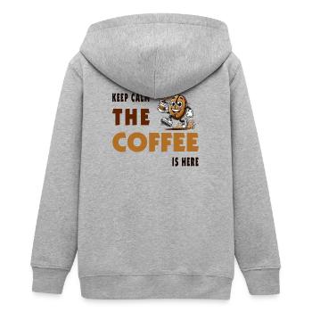 Keep Calm – The Coffee Is Here - Teens Organic Zip-up Hoodie by Stanley/Stella - heather grey - Back - AI Model Teenager Male light (155cm)