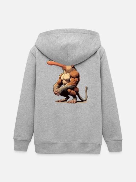 Nasenaffe zäh - Teenager Organic Kapuzenjacke Mini Cultivator von Stanley/Stella - Grau meliert