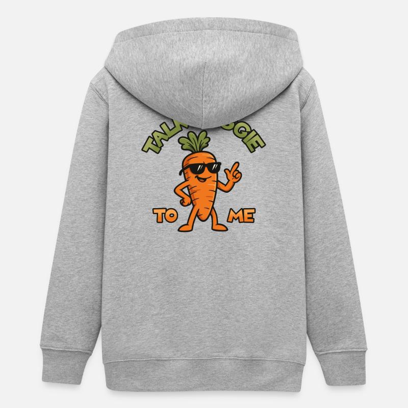 Graphique de carotte « Parle à moi » - Veste à capuche ado bio Stanley/Stella - gris chiné