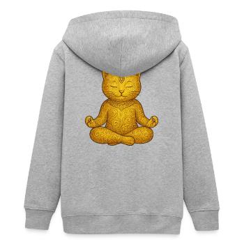 Yoga Katze - Teenager Organic Kapuzenjacke Mini Cultivator von Stanley/Stella - Grau meliert - Hinten - AI Model Teenager Male light (155cm)