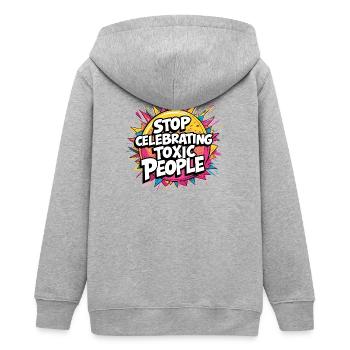 Arrêtez de célébrer les personnes toxiques - Veste à capuche ado bio Stanley/Stella - gris chiné - Dos - AI Model Teenager Male light (155cm)