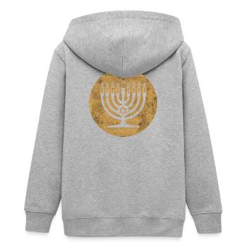Chanukka Menora Kerzenständer im Golden Circle - Teenager Organic Kapuzenjacke Mini Cultivator von Stanley/Stella - Grau meliert - Hinten - AI Model Teenager Male light (155cm)