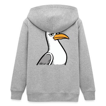 Moin Nordsee Möwe Langweile Blick Verachtung Böse - Teenager Organic Kapuzenjacke Mini Cultivator von Stanley/Stella - Grau meliert - Hinten - AI Model Teenager Male light (155cm)