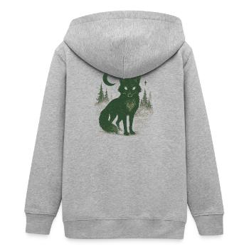 Mystischer Waldfuchs bei Mondnacht - Teenager Organic Kapuzenjacke Mini Cultivator von Stanley/Stella - Grau meliert - Hinten - AI Model Teenager Male light (155cm)