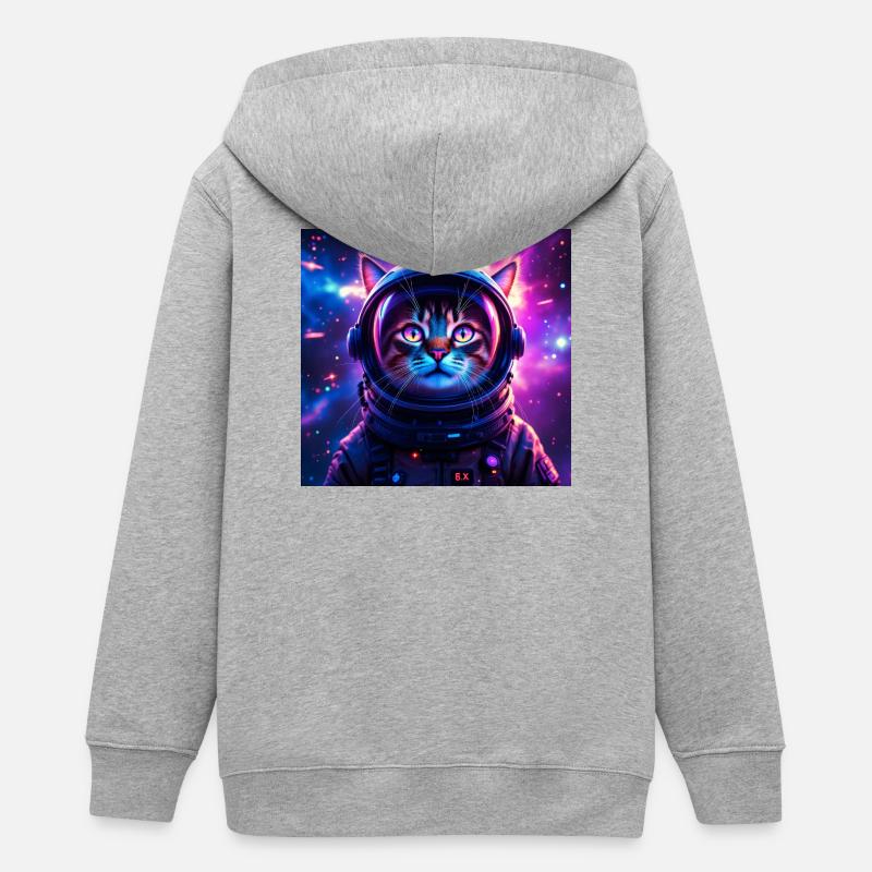 Chat de l’espace - Veste à capuche ado bio Stanley/Stella - gris chiné