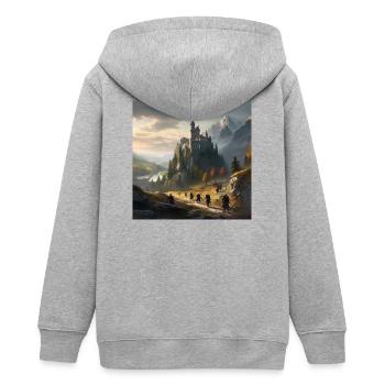 Intégration du château avec Fantasy Place - Veste à capuche ado bio Stanley/Stella - gris chiné - Dos - AI Model Teenager Male light (155cm)
